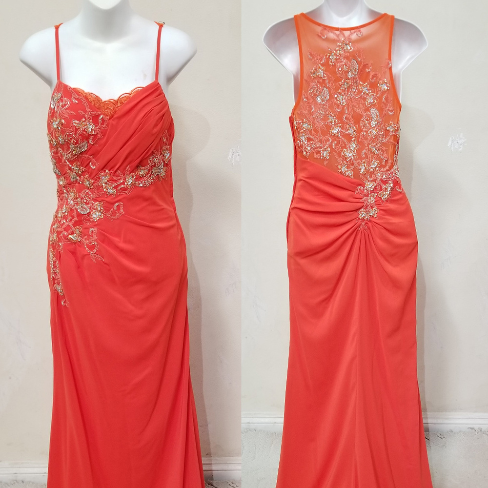 NWOT Joli Prom Orange Gown with Embellishments